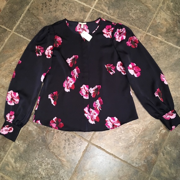 🌺 JOIE floral print blouse with statement sleeves. Large NWT - Picture 3 of 12